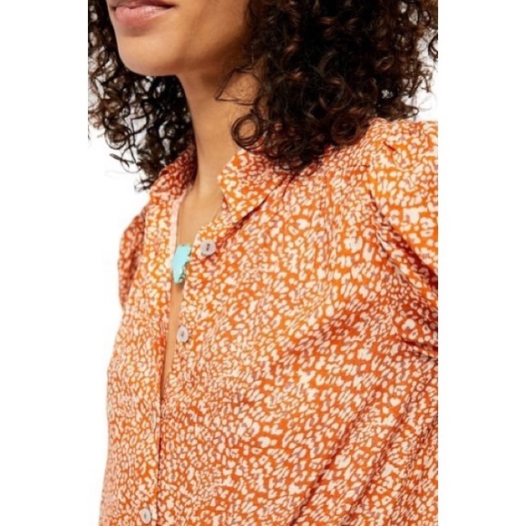 ✨NEW✨ Free People ✧ “Celia” Burnt Orange Tie-Hem Blouse - Picture 4 of 12